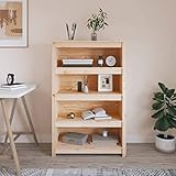 lvssiao Bücherregal für Haus und Büro, Massivholz, Kiefernholz, 80 x 35 x 126 cm, modernes Bodenregal, ideal für Jugendstudio und Wohnzimmer