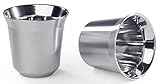 VIENESSO NEU: Espressotassen-2er Set in edler Optik - Doppelwandig aus Edelstahl für das perfekte Kaffee Erlebnis - Espressobecher, Cups (80 ml, silber)