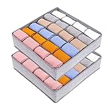 Joyoldelf Schubladen-Organizer, Trennwände, 2 Packungen, Kleiderschrank-Organizer, 24 Zellen, faltbar, Schrank-Organizer, Unterwäsche, Aufbewahrungsboxen für Socken, BHs, Taschentücher (Hanfasche)