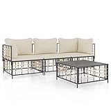 Festnight gartenlounge Metall gartensofa Metall Lounge gartenmöbel Set Metall Balkon Lounge Metall Outdoor Sitzbank Garten Terrassenmöbel Ecklounge-4-tlg-