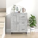 JUNZAI Sideboard, Schlafzimmer Kommode, Komodenschrank, Küchenschrank, Flurkommode, Commode, Schrank, Schlafzimmerkommode, Betongrau 69,5x34x90 cm Holzwerkstoff