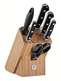 ZWILLING Professional S Messerblock, 7-teilig, Bambusblock, Messer, Wetzstab und Schere, Rostfreier Spezialstahl/Kunststoff-Griff mit Nieten, Schwarz