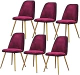 Moderne Küche, Esszimmerstühle Set Vintage-Esszimmerstühle 6er Set Küchenthekenstühle Lounge Freizeit Wohnzimmer Eckstühle mit Metallbeinen Samtsitz und Rückenlehnen (Farbe: Lila, Größe: