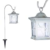 LED Solarlampe Erdspieß Laterne Solar Außenleuchte Grabbeleuchtung Grablicht (Gartenlampe, Solarleuchte, Gartenleuchte, Außenlampe, Höhe 68 cm, Weiß, inkl. Leuchtmittel)