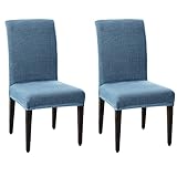 SU SUBRTEX Stuhlhussen für Esszimmerstühle aus Stretch, Jacquard-Stuhlhussen, abnehmbar, waschbar, kurz, Esszimmerstuhlschutz, für Party/Hochzeit, 2 Stück, Jeansblau