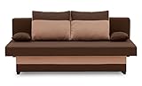 BETTSO -Sofa mit Schlaffunktion und Bettkasten, Couch für Wohnzimmer, Schlafsofa Federkern Sofagarnitur Polstersofa Wohnlandschaft mit Bettfunktion-GLO 1 Braun+Cappucino