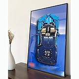 Hengqiyuan Rennwagen Bausatz Display-Wandtafel für Lego, Aluminiumlegierung Rahmen Collectibles Dekoration Geschenke für Lego Liebhaber,for 42083 Bugatti chiron