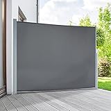 empasa Seitenmarkise Start 2.0 Sichtschutz Sonnenschutz Windschutz Markise ausziehbar für Garten, Balkon und Terrasse, mit Standfuß, Farbe:anthrazit, Groesse:160 x 300 cm