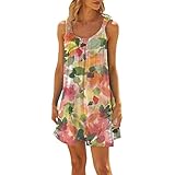 Party Kleider Damen Schön Print Sommerkleider Damen Sommerkleid Damen Leicht Slim Passform Sommer Outfits Damen Strandkleid Damen Elastisch Festliche Kleidung Damen Techno Outfit Damen Army Green XXL