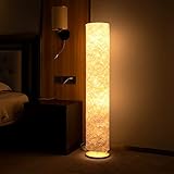 lngzangk Stehlampe aus Stoff, LED-Stehlampe, Leselampe mit Holzsockel, 3000K warmweiße Stehlampe, Stehlampe für Schlafzimmer, Wohnzimmer, Arbeitszimmer, Ecklampe, E27 Glühbirne austauschbar