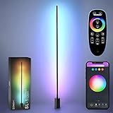 Sensic SL-1 LED Stehlampe dimmbar, Ecklampe Schwarz mit Farbwechsel, Timer und App-Steuerung, Stehleuchte Wohnzimmer aus Aluminium, Standleuchte inkl. Touch-Fernbedienung, RGB Lampe 150x9cm