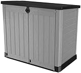 Ondis24 Keter Ace Gartenbox Möbelbox Mülltonnenbox Gerätebox Schuppen für 2 x 240 Liter Mülltonnen (schwarz - grau) für den Außenbereich mit Bodenplatte