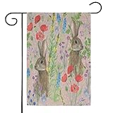 Osterhasen-Gartenflagge, 30,5 x 45,7 cm, vertikal, doppelseitig, Hofflagge, Outdoor-Dekorationen, rustikale Bauernhaus-Dekoration für saisonalen Urlaub
