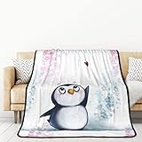 I Love Penguins Print Blanket Double Sided Print Warm Soft Throw Blanket for Bedroom Sofa Chair Bed 60'X80'