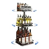 YunNasi Gewürzregal Drehbar Schwarz Drehteller Organizer Küchenregal Stehend für Arbeitsplatte Gewürzregal Ohne Bohren Stabil Drehbares Lazy Susan aus Metall (Quadrat, 3-Etagen)