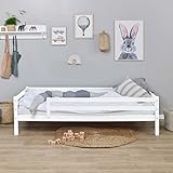 Hoppekids ECO Dream Junior Bett mit Sicherheitsgitter | FSC zertifiziertes Kiefernholz | TÜV Zertifiziert | Nordic Swan Label | 90x200 cm | Weiß - Mit Modulen erweiterbar