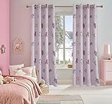 Clothink Gardine Kinderzimmer Mädchen Jungen - 140x245cm Pink Einhorn Ösen (1 Stück),Verdunkelungsvorhang Kindergardine Vorhang Blickdicht
