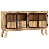 TOYOCC Schränke & Aufbewahrung, Buffets & Sideboards, Sideboard, Braun und Schwarz, 160 x 30 x 80 cm, massives raues Mangoholz