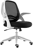 TEMKIN Bürostuhl Ergonomischer Schreibtischstuhl Drehstuhl mit klappbaren Armlehnen Mesh Computerstuhl Arbeitsstuhl Leichter Stuhl Weiß