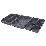 MACOSA TTNL20212802 Schubladeneinsätze 8-tlg. Filz Anthrazit Schubladen-Einteiler Schubladenbox Einsatz Aufbewahrungsbox Box Schubladenorganizer Organizer