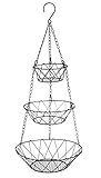com-four® Obstkorb zum Aufhängen - Obst Hängekorb - individuell verstellbare Hänge Etagere für die Küche - Obstkorb hängend aus Metall in schwarz - Hänge Regal mit Ø 28 cm (schwarz - rund)