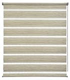 GARDINIA Doppelrollo de luxe, Duo-Rollo, Seitenzugrollo, Transparente und blickdichte Streifen, Verstellbar, 90 x 240 cm, Cappuccino-melange