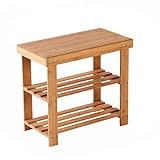 LITING Fußbank Hocker Dreischichtiger Bamboo Home High und Low Schuhe Bankhocker Sofa Hocker Aufbewahrungshocker Aufbewahrungshocker 50 * 27 * 45cm