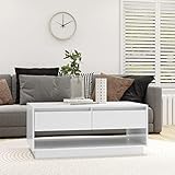 INLIFE Couchtisch Hochglanz-Weiß 102,5x55x44 cm Holzwerkstoff,30.6kg,809509