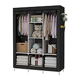 UDEAR Einfach Kleiderschrank aus Stoff Faltschrank Stoffschrank Bedroom Wardrobes Schwarz