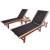 vidaXL Akazie Massiv Sonnenliege Set 3/TLG. Gartenliege Relaxliege Liege Tisch