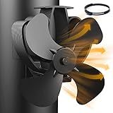 1 Kaminventilator Magnetisch, Leiser Kamin Ventilator Ofenventilator Ohne Strom, Kaminlüfter für Holz/Brennholz/Feuerstelle/Ofenrohr, Stove Fan for Fireplace, mit 2pcs Magnete &1pcs Ersatzteil Ring 1