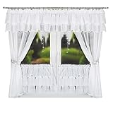 Flying Curtains Einzigartiges Gardine Vorhang Set mit Schabracke | Deko Gardinen-Set für Wohnzimmer Schlafzimmer | Fenster-Gardinen Set mit Vorhängen | Scheibengardine | Modern Home Decor L510 Weiß