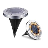 Scheibenleuchten im Boden, Solar-Bodenleuchten, 10 LEDs, Garten-Solarleuchten, Außenwege, Solar-Scheibenleuchten, Landschaftsbeleuchtung, wasserdicht, für Rasen, Wege, Terrasse, Hof (12 Stück), Auffa