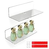 efuturetime® 2PCS Wandregal Transparent Acryl, 23 * 9.5cm, Schwimmende Wandregale, Schweberegal Ohne Bohren mit 4 Kabelclips, Displayregal Wand, Mini Regal für Büro, Bad, Küche, Schlafzimmer