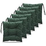 postergaleria 6er-Set Stuhlkissen 40x40 cm grün - Stuhlkissen mit Bändern, Steppkissen, Bodenkissen - Sitzkissen für Gartenstuhl, für Indoor und Outdoor, Outdoor Stuhlauflage als Stuhl Kissen