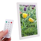 17 Zoll Digitaler Bilderrahmen, 1440 × 900 Hochauflösend Elektronischer Bilderrahmen Fotorahmen mit Fernbedienung IPS Display Foto/Musik/Video/Kalender/Wecker Unterstützt USB-und SD-Karte(white)