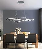 LED Pendelleuchte Esstisch Modern Hängeleuchte Dimmbar Esstischlampe mit Fernbedienung Ring-Design Chrom Hängelampe Höhenverstellbar Hängend Lampe für Esszimmer Wohnzimmer Schlafzimmer Küche