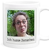 Ich hasse Menschen Tasse personalisiert mit Foto Lustige Fototasse mit Spruch Kaffeetasse Geschenk