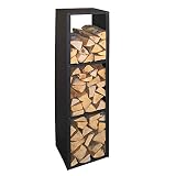 Kaminholzregal Brennstoffregal Holzaufbewahrung Metall Schwarz Beschichtet Holzregal Holzkorb Kaminzubehör