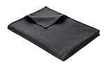 WOHNWOHL Tagesdecke 150 x 200 cm • Waffelpique leichte Sommerdecke aus 100% Baumwolle • Luftige Sofa-Decke vielseitig einsetzbar • Pflegeleichte Wohndecke • Baumwolldecke Farbe: Schwarz