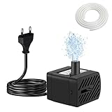 Mini Wasserpumpe Aquarium Ultra Leise Wasserpump 180H/L 3W Schlauch und 1,2m Netzkabel Brunnenpumpe für kleines Aquarium, Springbrunnen, Gärten, Hydrokultur