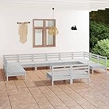 DCRAF 12-teiliges Gartenmöbel-Set aus massivem Kiefernholz in Weiß