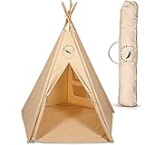 WEISSE FEDER Tipi Zelt für Kinder | Spielzelt für Mädchen & Jungen | Ideal für jedes Kinderzimmer | Besonders stabil & robust | Tipi Kinderzelt für drinnen und draußen I Jetzt selbst anschauen!