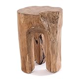 DESIGN DELIGHTS RUSTIKALER BAUMSTAMM HOCKER Log | 41x29x29 cm (HxBxT), Altholz, Natur | Sitzhocker