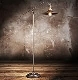 HKLY Vintage Stehlampe Wohnzimmer, Retro Industrial Metal Stehleuchte mit E27 Fassung max. 40W Wohnzimmerlampe Antikes Kupfer Stehlampe mit Fußschalter Augenschutz Lampe für Schlafzimmer Büro