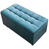 WYBB Fußhocker Moderne Ottomane mit Stauraum, Rechteckige Hockerbank Aus Strapazierfähigem PU-Leder, für Wohnzimmer Schlafzimmer Badezimmer Flur, Unterstützung von 330 Pfund (Color : Blue)