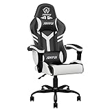 JOYFLY Gaming Stuhl Gaming Sessel Ergonomischer PC-Stuhl mit Lordosenstütze, Racing Stil Gamer Stuhl mit Kopfstütze, Höhenverstellbar, Erwachsene Junge(Schwarz-Weiß)