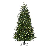 Weihnachtsbaum Tannenbaum Christbaum, Künstlicher Weihnachtsbaum mit LEDs Grün 180 cm PVC & PE Weihnachtdeko Drinnen, Einfacher Aufbau & Lagerung