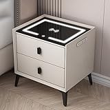QLYEPHNE Nachttisch mit LED-Leuchten und Ladestation, Nachtkästchen mit 2 Schubladen für Schlafzimmer, Minimalistischer und Praktischer Beistelltisch (Color : White, Size : 40x40x50cm)