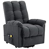 Tidyard Massagesessel mit Aufstehhilfe Heizung TV Sessel Fernsehsessel Relaxsessel Polstersessel Dunkelgrau Stoff 77 x 92 x 103 cm